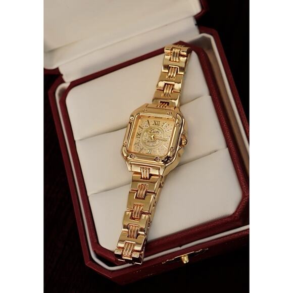 Vintage Style Gold Bracelet Watch Women Square Roman Dial Elegant Wristwatch main image 5